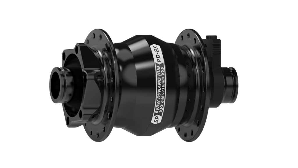 PD-8X-110 DYNAMO HUB - BOOST 15MM THRU-AXLE - 6 BOLT DISC - BLACK