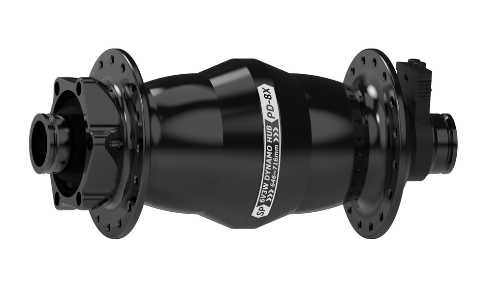 PD-8X-FAT DYNAMO HUB - 15 X 150MM - 6 BOLT DISC - BLACK